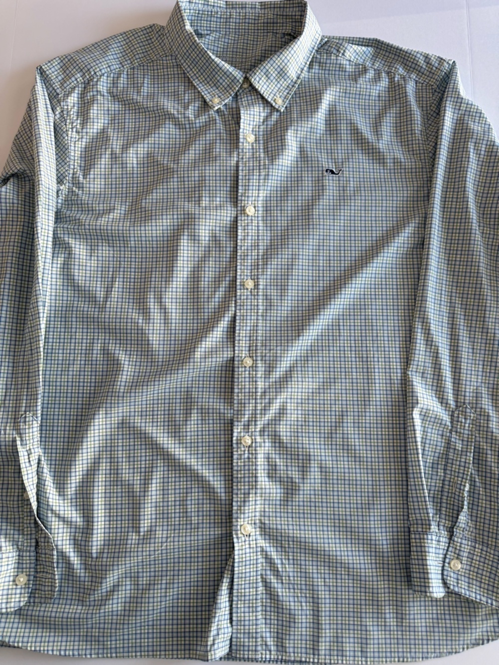 Vineyard Vines Blue and White Check Button-Down Shirt